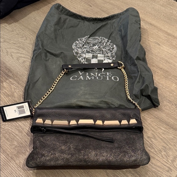 Vince Camuto Black Clutch with Gold Chain